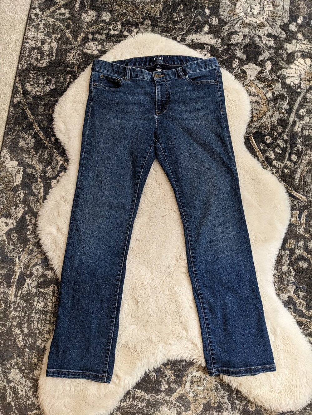 Chaps Petite 10P Modern Straight Leg Stretch Jeans Dark Wash